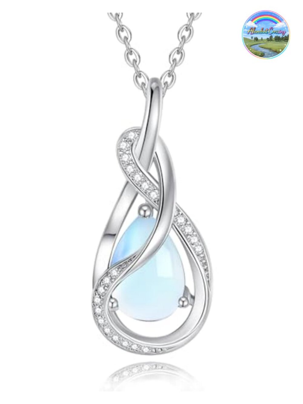 Sterling Silver Birthstone Pendant Necklace Ribbon Design 17.5"